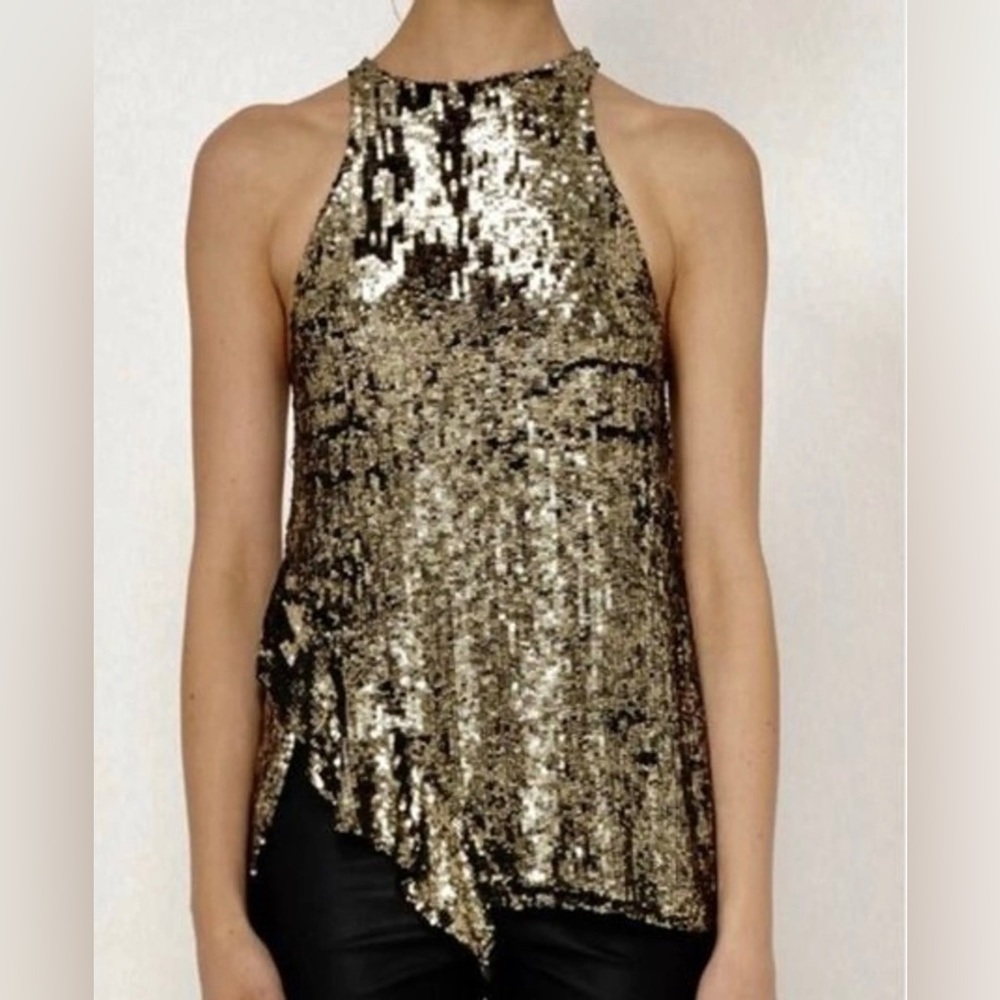 3.1 Phillip Lim Gold Sequin and Silk Top-Size XS Limited Time Closet Clearance